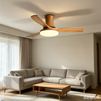 Flush Mount Wood-Grain 3-Blade 56" DC Ceiling Fan with Light