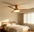 Flush Mount Wood-Grain 3-Blade 56" DC Ceiling Fan with Light