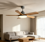 5-Blade Full Wood Grain Solid Wood 60" DC Ceiling Fan with Light